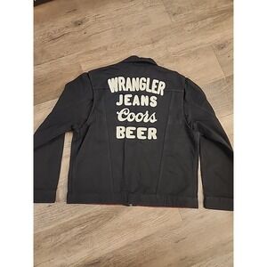 Wrangler Jeans Coors Banquet Mens L Black Denim Jacket Cowboy Buy It SHIPS FAST